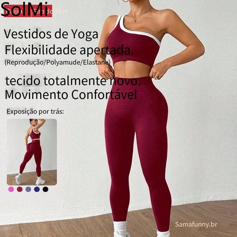Novo Conjunto de Roupas de Yoga para Mulheres, Estilo Europeu e Americano, Roupas de Fitness Justas e Elásticas, Conjunt