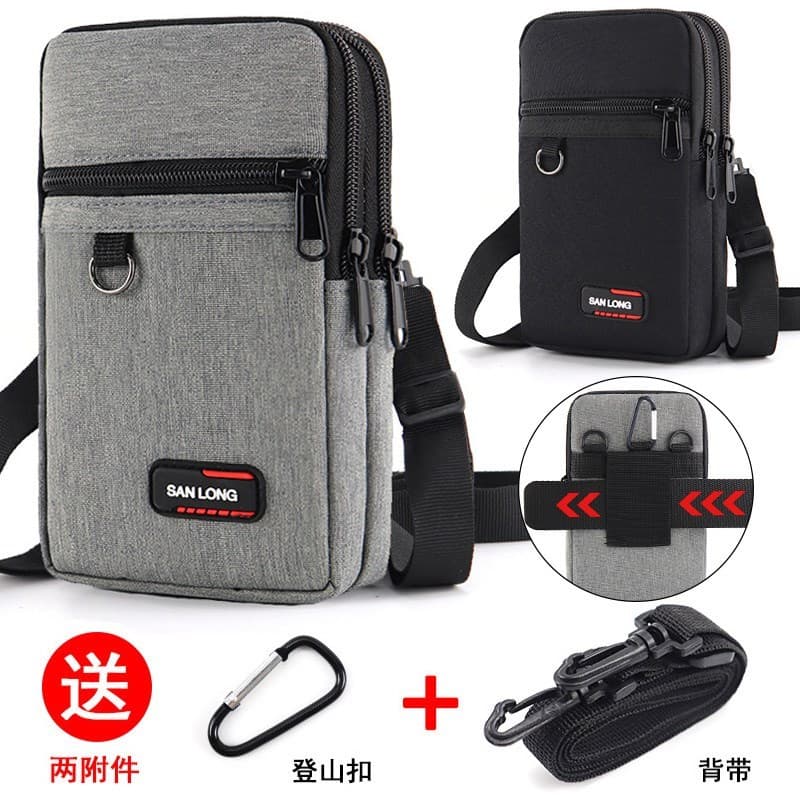 Bolsa portátil preta para celular, meia-idade, para passeio, à prova d'água, cinto Vertical, bolsa de cintura, corpo cru