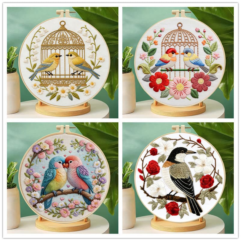 Kit Inicial De Bordado De Pássaros DIY Manualidades Conjunto Para Decoração De Casa Iniciantes