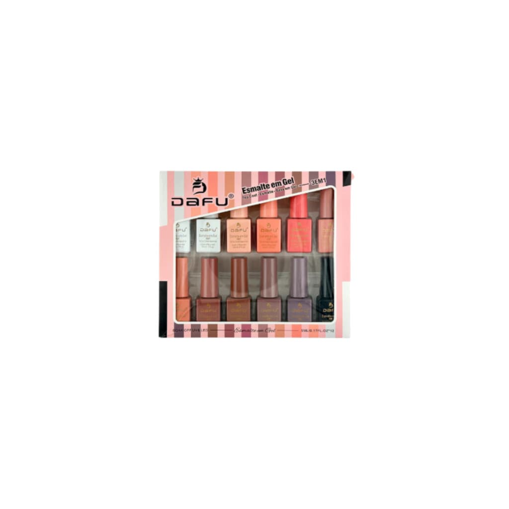 Kit 12 Esmaltes 3 em 1 Nude 5ml - Dafu - Alta Durabilidade