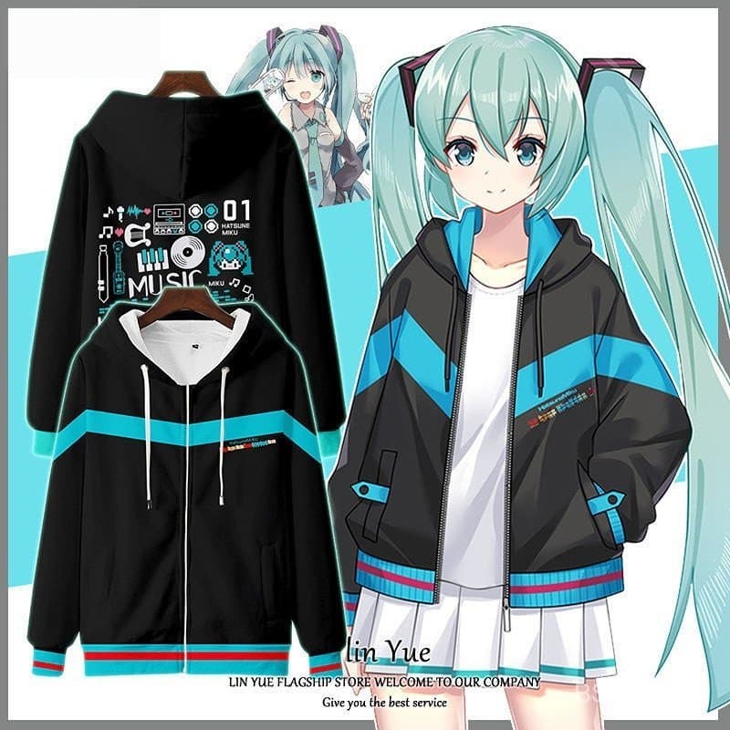 Hatsune Miku Anime Cosplay Traje Kaedehara Kazuha Pullover Unisex Capuz Adulto Camisetas Casaco Com Zíper Casual