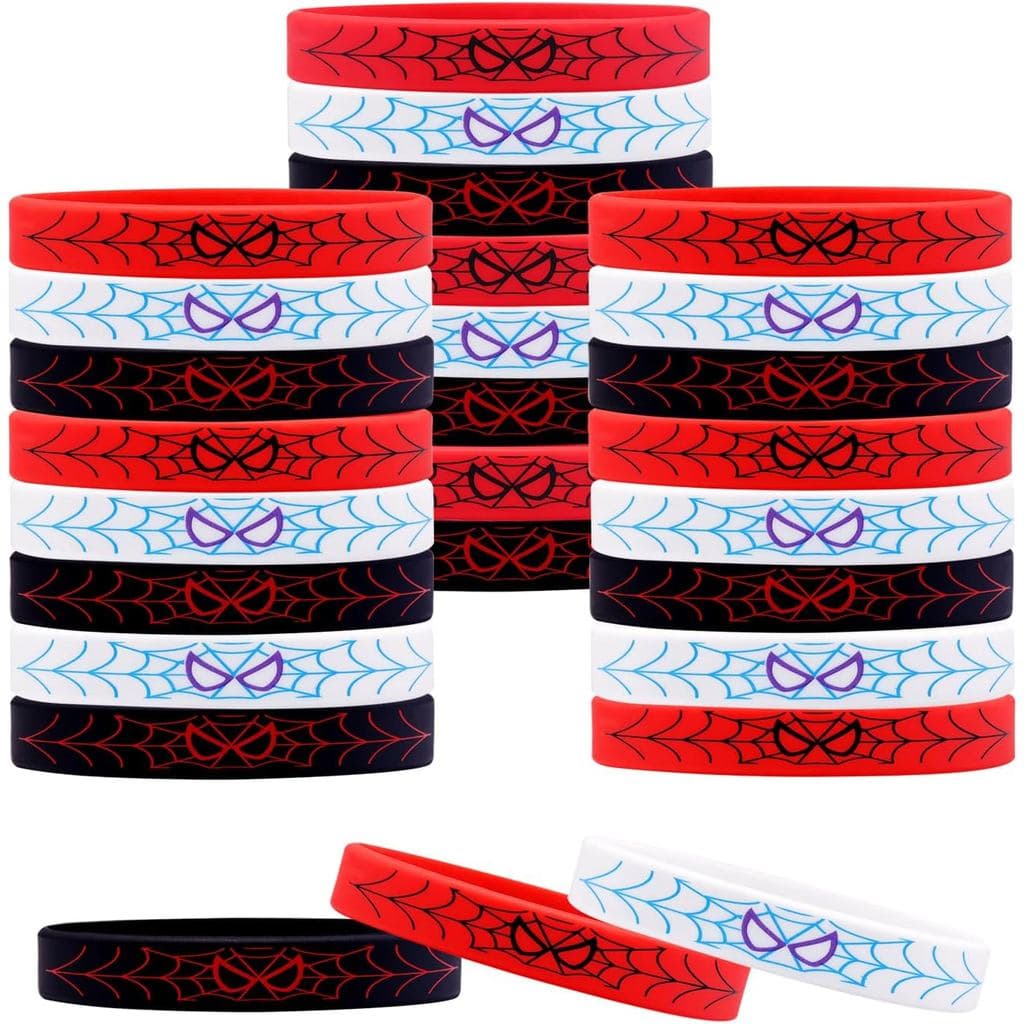 24 Pulseiras de Silicone do Homem-Aranha, Decorações para Festa Temática do Homem-Aranha, Suprimentos para Aniversário d