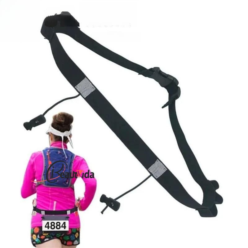 Cinto De Número De Corrida De Maratona SILODO , Fita Reflexiva De Suporte De Gel , Triatlo Preto