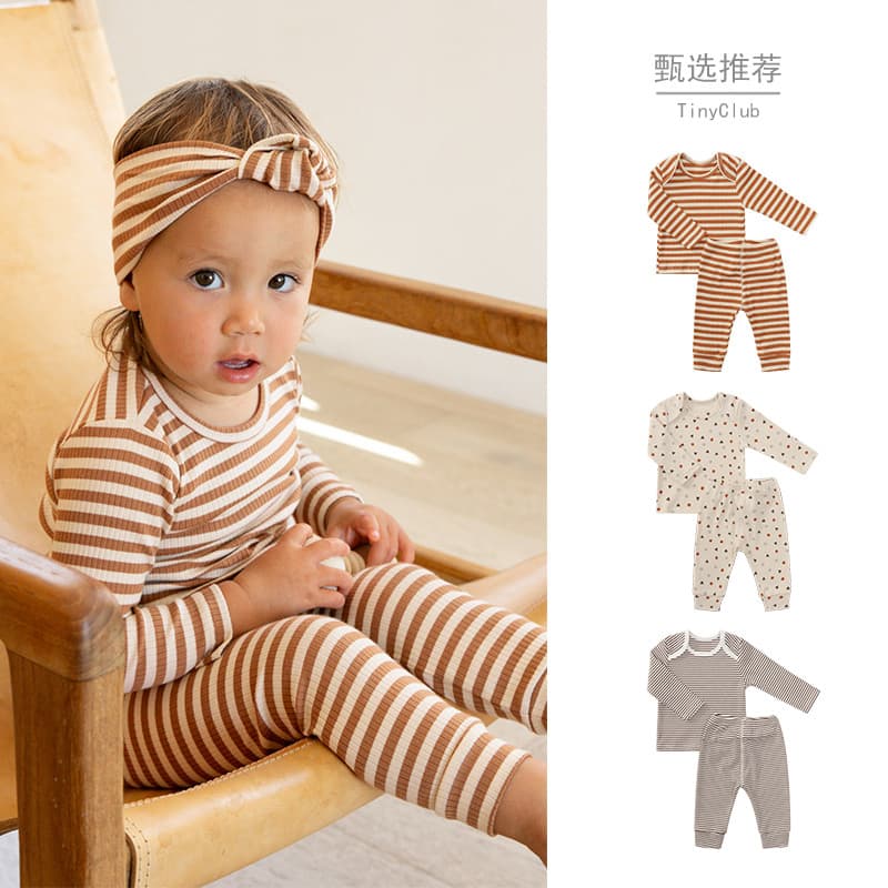 Primavera estilo fino bebê Pull-pescoço Loungewear conjunto de 2 peças estilo nórdico ins bebê crianças estilo ocidental