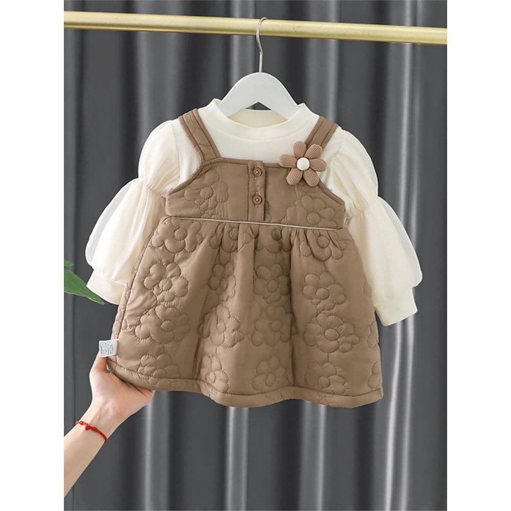 Meninas roupas de inverno forro de lã vestido 2023 novo estilo moda crianças vestido de princesa um ano de idade bebê ou