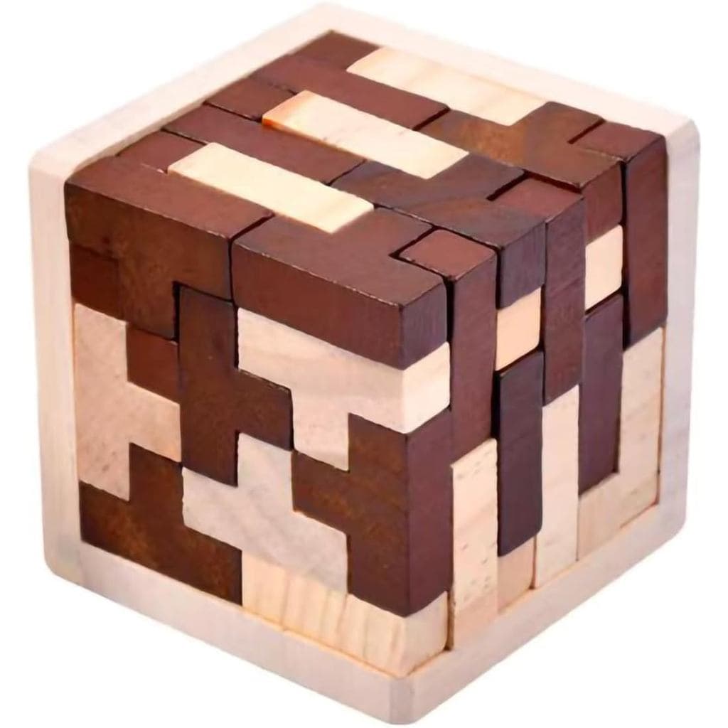 Cubo de Quebra-Cabeça de Madeira, Quebra-Cabeças de Madeira em Forma de T, Quebra-Cabeça Lógico, Brinquedo Educativo par