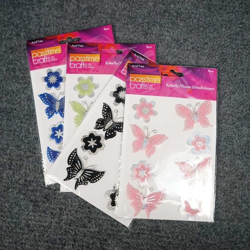 BB4 Dupla Borboleta Flor Tridimensional Adesivo Decorativo PVC Adesivo À Prova D 'Água
