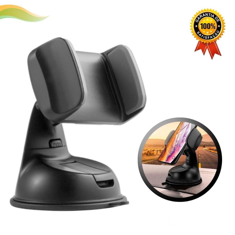 Suporte de Celular Carro Gira 360 Ventosa Silicone 2 em 1
