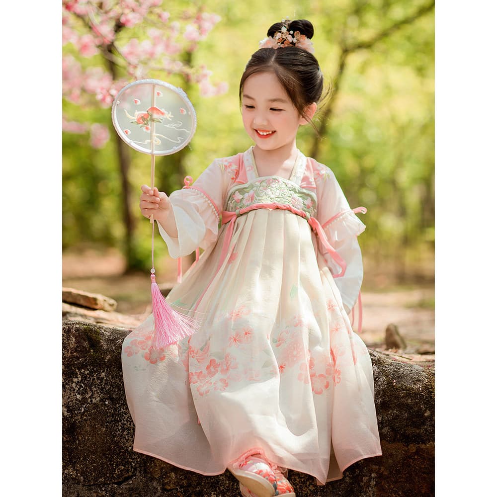 Hanfu meninas 2026 novo estilo primavera outono bebê antigo bordado de manga comprida saia Super fada vestido elegante i