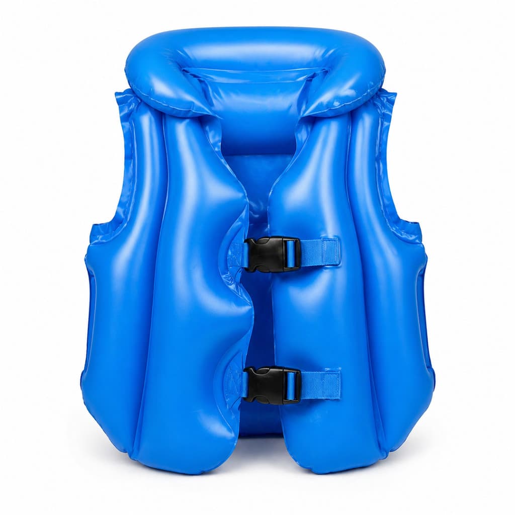 Colete Inflável Infantil Ajustável Seguro Piscina Praia Crianças Leve Confortável C Fivelas Reforçadas Rosa Azul Amarelo