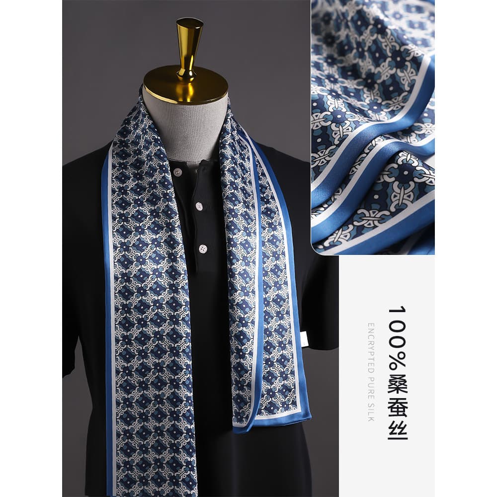 Lenço de seda masculino tira longa lenço de seda verão fino Hangzhou terno de seda camisa terno masculino pequeno cachec