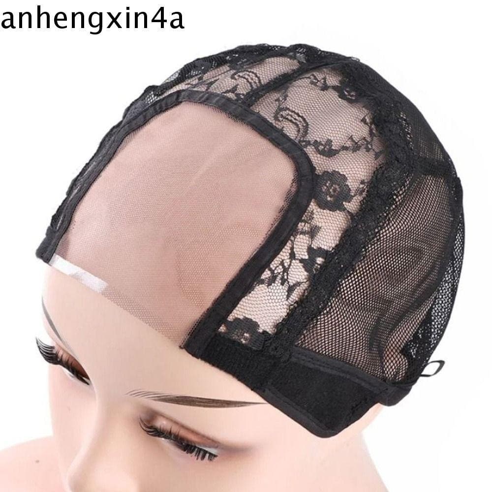 Boné De Peruca De Renda ANHENGXIN , Malha Suíça Com Parte Em U , Rede De Cabelo Preta Invisível Respirável Durável
