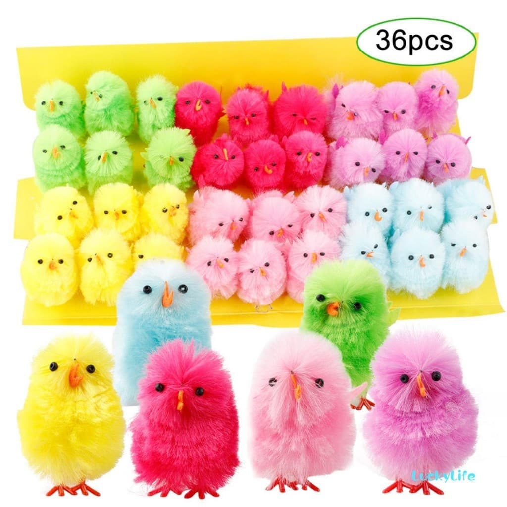 36 Pçs Pintinho De Páscoa Pequeno Macio Novidade Brinquedos De Pelúcia Animal Para Festa Favor DIY Decorações De Gorro
