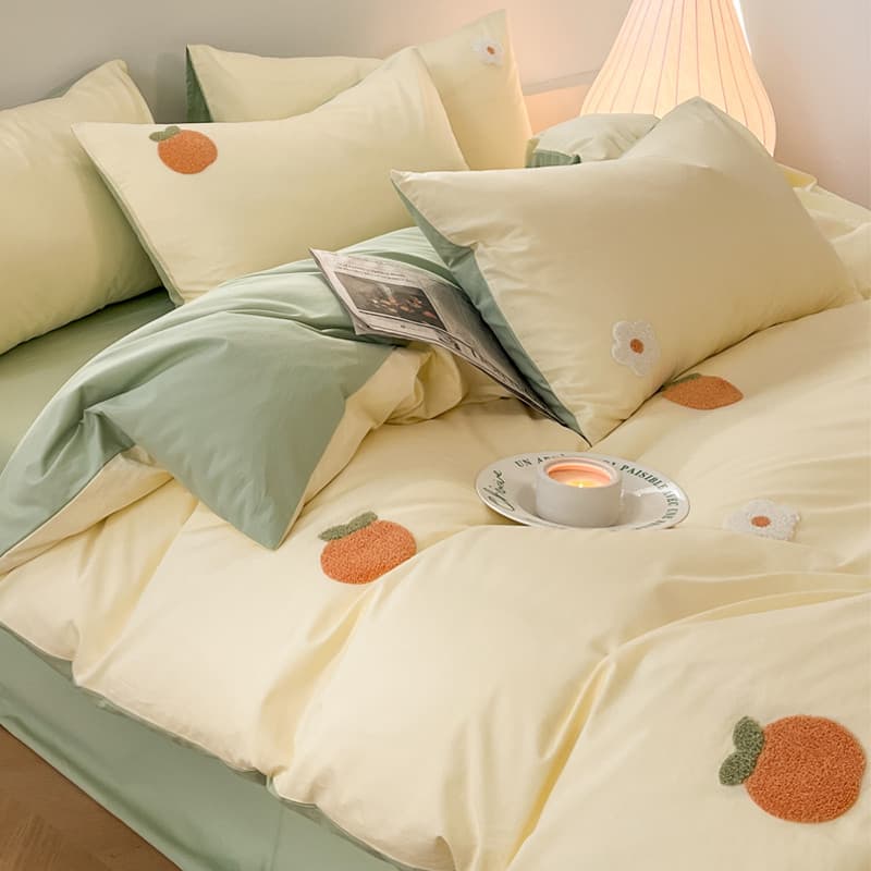 Ins toalha bordada cama de algodão puro conjunto de quatro peças algodão lavado 100 simples capa de edredão dormitório c