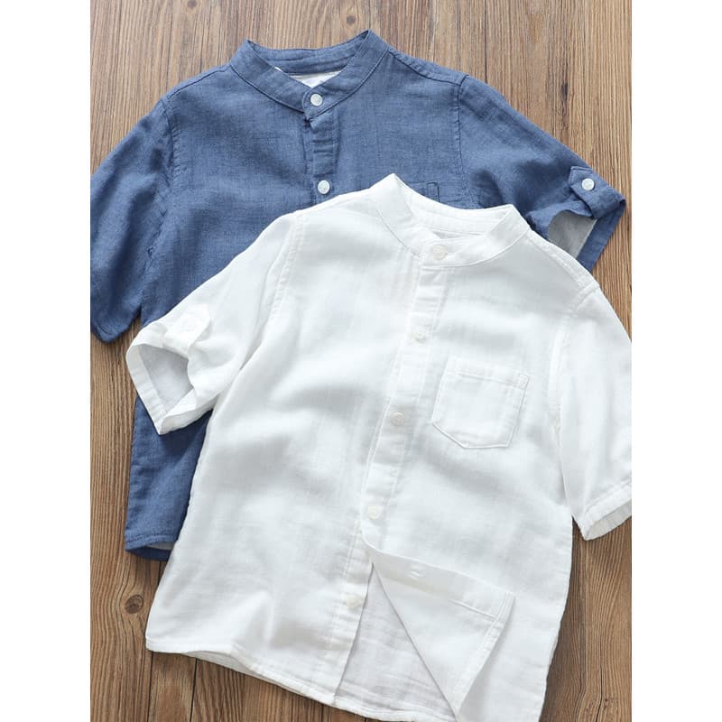 Roupas de verão para meninos de alta qualidade, fio de algodão ceroso macio, camisa de manga curta ~ novo estilo, crianç