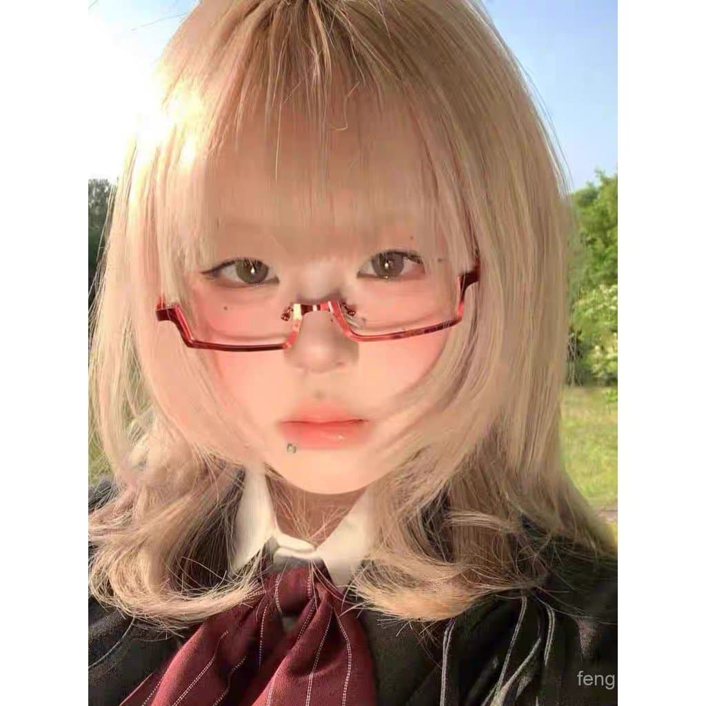 Armação decorativa sem lentes de estilo japonês, popular entre celebridades da internet, com um estilo urbano moderno e