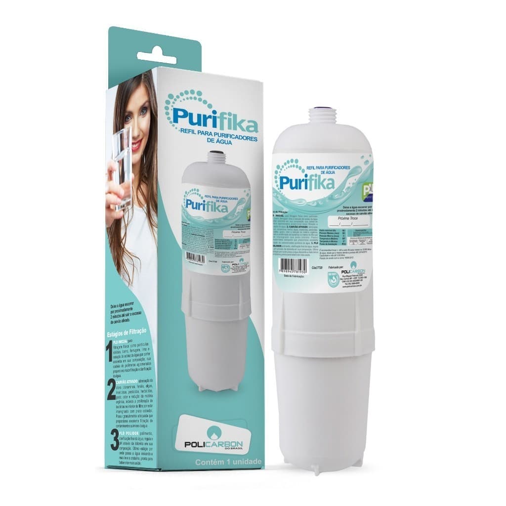 Refil Filtro Vela Policarbon Purifika Para Everest Branco