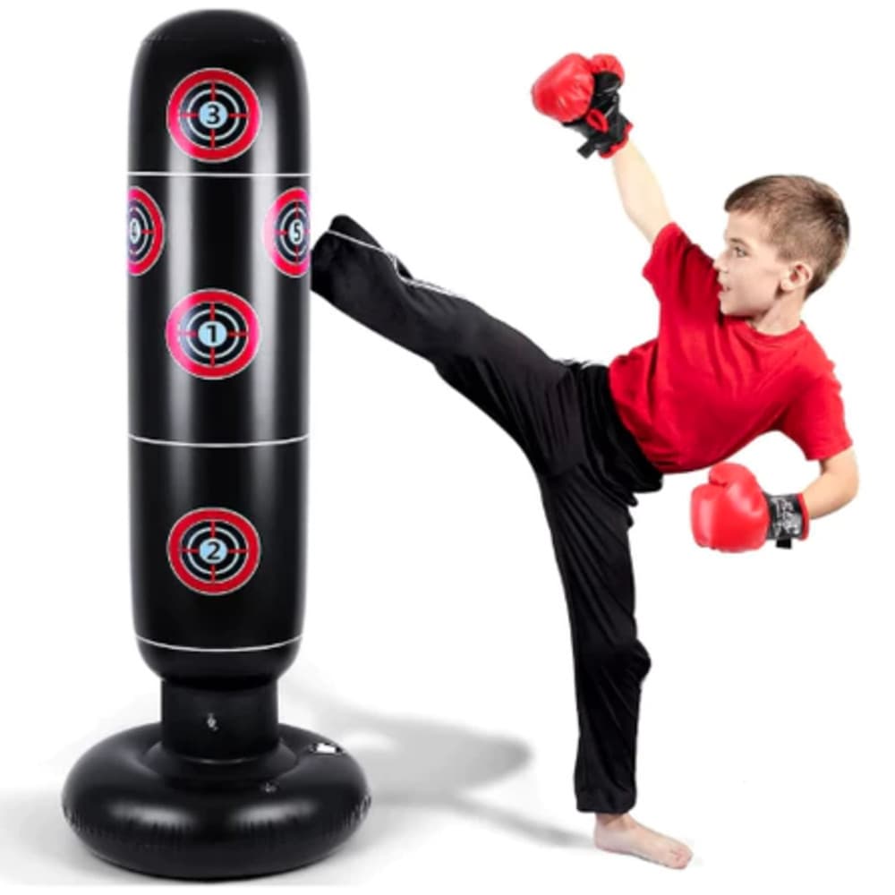 Saco Boxe Infantil Inflável João Bobo Treino Luta Bomba de Ar