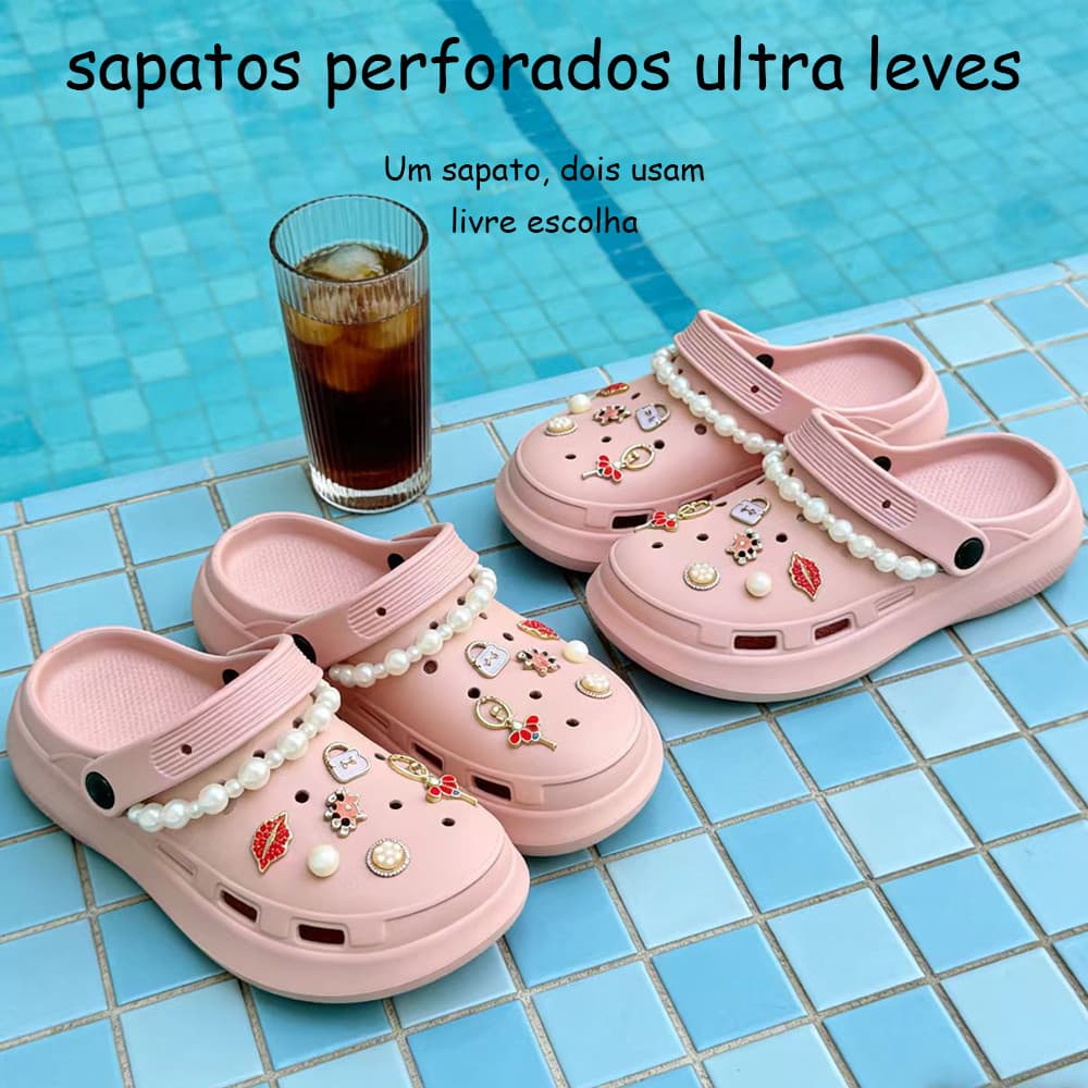Buracos e sapatos Sapatos de praia A sola Grossa Versão antiderrapante Sandália Anticolisão e abrasão Chinelos fechados.
