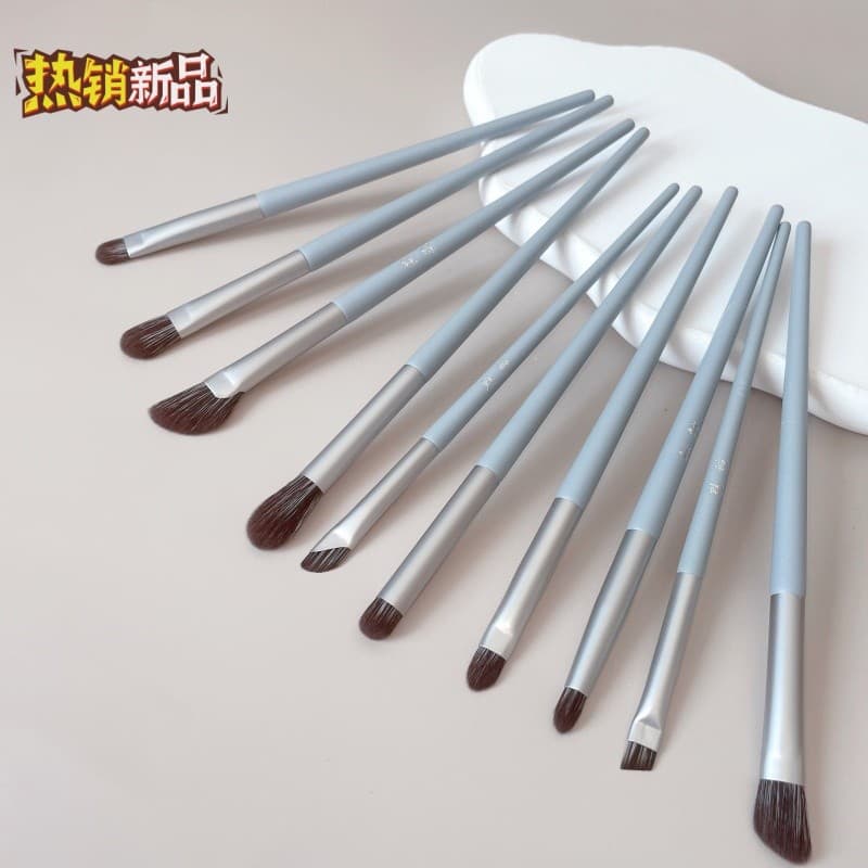 Cangzhou conjunto de pincéis de sombra de cabelo macio, 10 peças com pacote, lâmina de sombra, delineador, detalhes dos