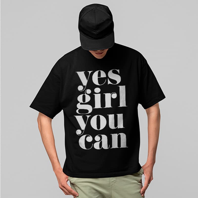 Camiseta Oversized Yes Girl You Can Streetwear Casual Trend