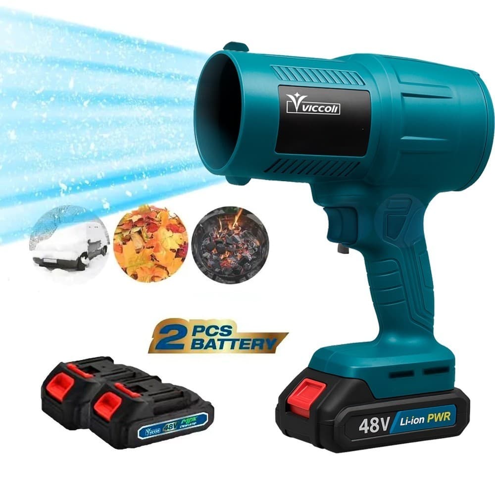 Soprador de Folhas Portátil 2 Baterias 48V Recarregável Turbo Limpeza Interna Externa