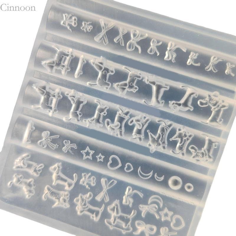 CINN Reutilizável Dachshund Bowknot Molde Arte Unha Flexível Modelo Silicone Textura Para Decorações Unhas E