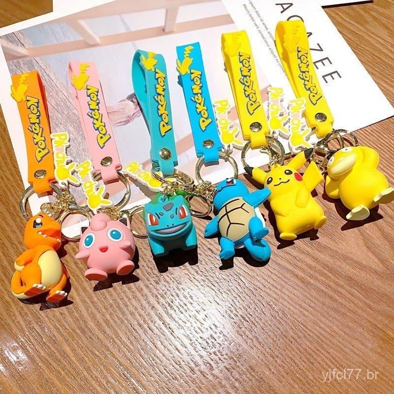 Chaveiro de figura Pokémon Pikachu, chaveiro de anime fofo Snorlax Eevee para pendurar na mochila, decoração para carro