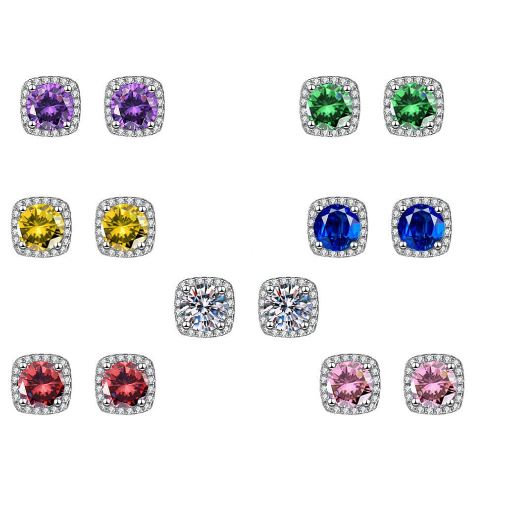Conjunto de brincos femininos em prata 925 estilo coreano com microcravação de diamante imitado de 0,5 quilates.