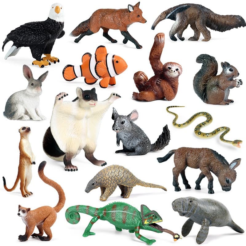 Animais Selvagens Fofos da Floresta: Coruja, Pangolim, Peixe-boi, Coelho - Modelo Miniatura para Topo de Bolo, Brinquedo