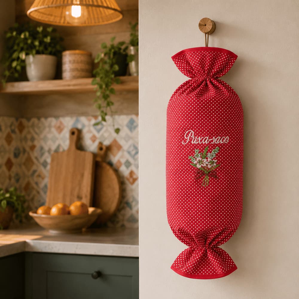 Puxa Saco Dispenser Poá Vermelho Estampas Variadas