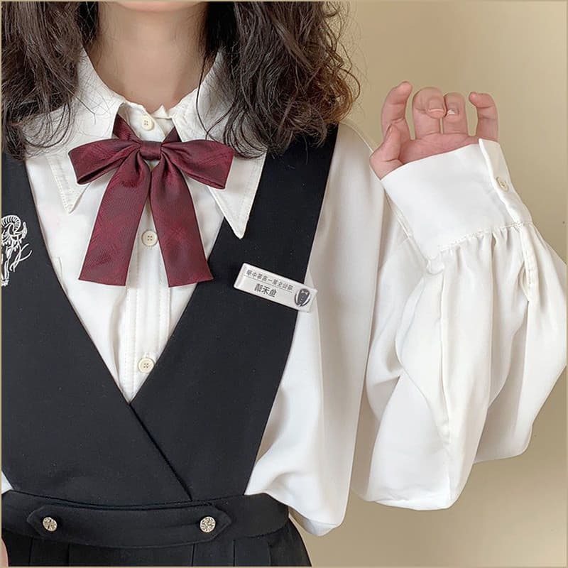 Primavera outono estilo japonês JK uniforme estilo Preppy branco de manga comprida Design nicho camisa feminina solta ar
