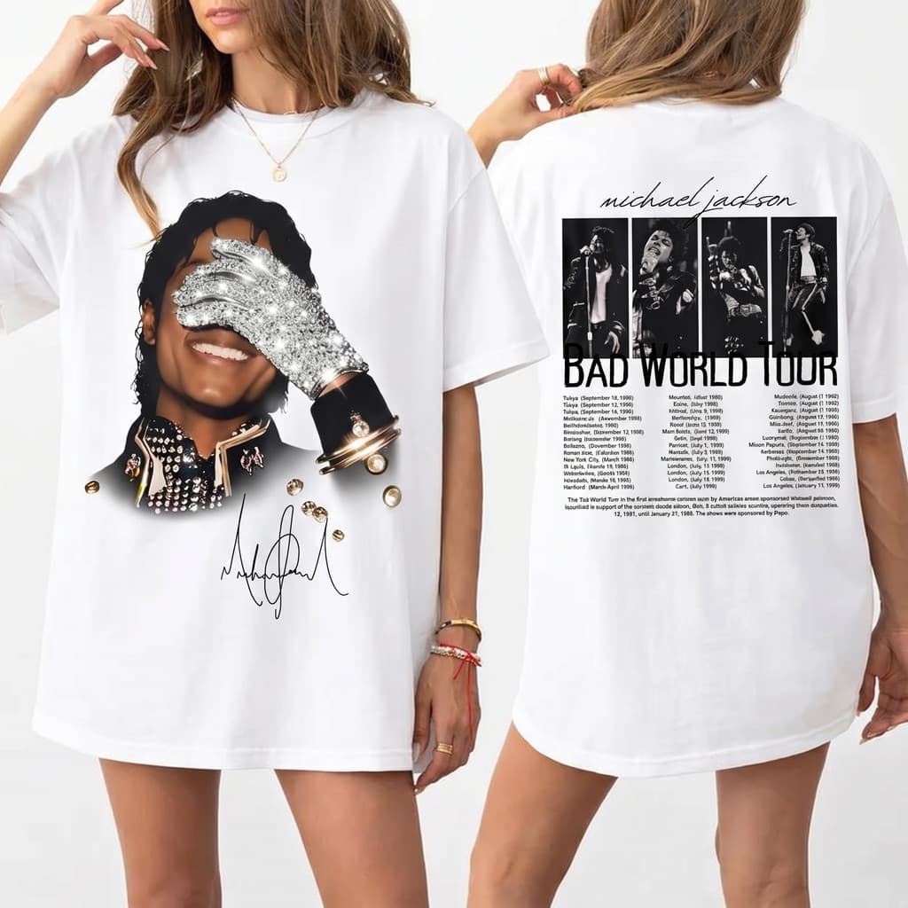 「BR.Moonlight」Camiseta Unissex Michael Jackson Bad Tour Estampa Concerto 1987 Confortável Premium Estilosa
