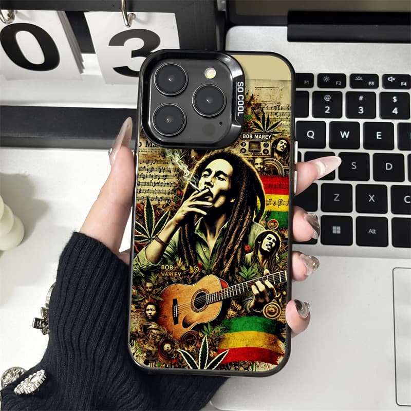 Capinha de Bob Marley com Estampa de Reggae e Violão para Xiaomi Redmi 12 13C note 12 10 9 8 11 13 POCO X5 X6 PRO CAPA