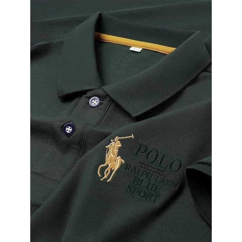 Paul verão de alta qualidade gelo mercerizado algodão legal camisa polo masculina manga curta lapela camiseta cavalo eti