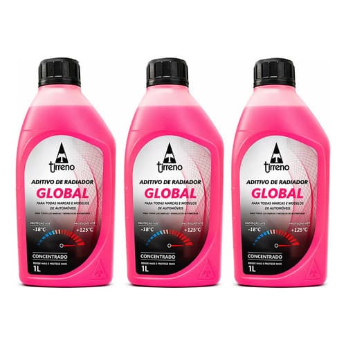 Aditivo Radiador Tirreno Global Concentrado Rosa - Kit 3l