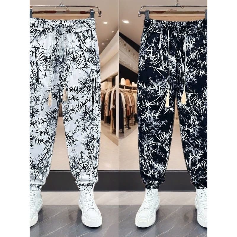 Estação europeia verão fino Graffiti pintura a tinta Leggings exclusivas calças jovens influenciador mesmo estilo perna