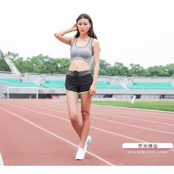 Alta econômica preto verde borda feminina Fitness correndo shorts feminino esportes respirável shorts calças de Yoga cal