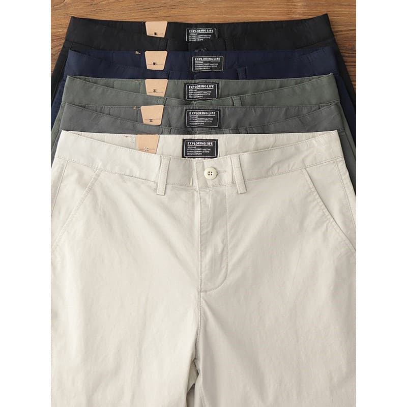 Primavera outono novo estilo Casual tornozelo comprimento calças masculinas Retro simples cor sólida puro algodão versão