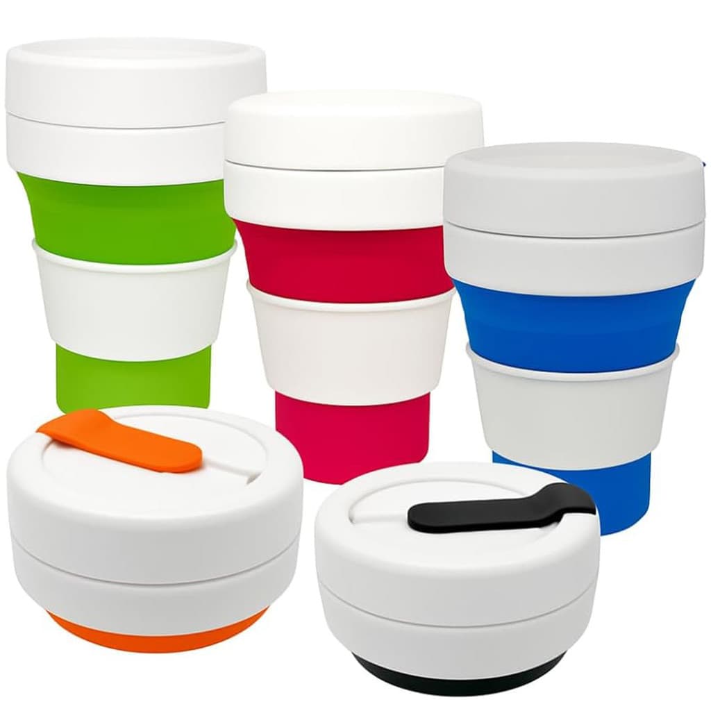 Copo Retratil Silicone Dobravel Portatil Resistente Agua Cafe Suco Cha Liquidos Reutilizavel