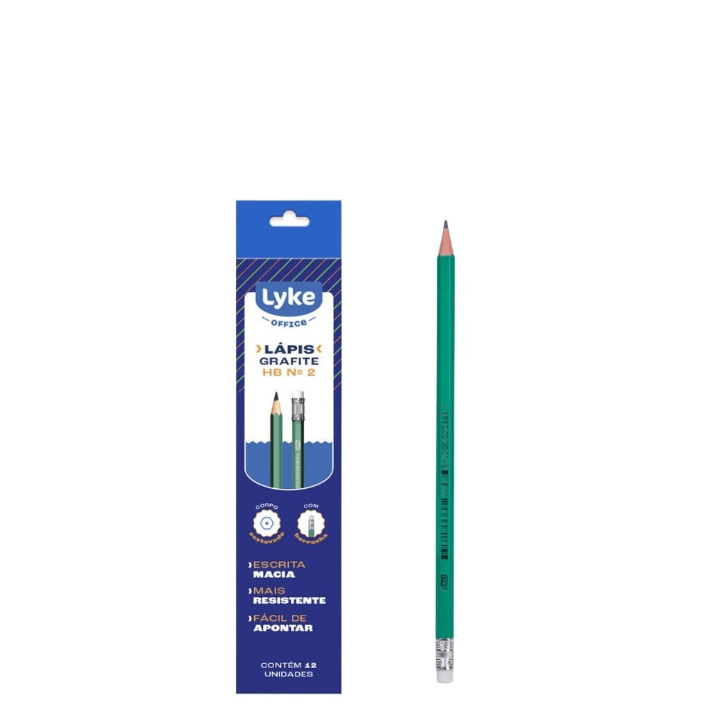 Kit de 72 Lápis de Escrever com Borracha HB Nº 2 - LYKE - Verde