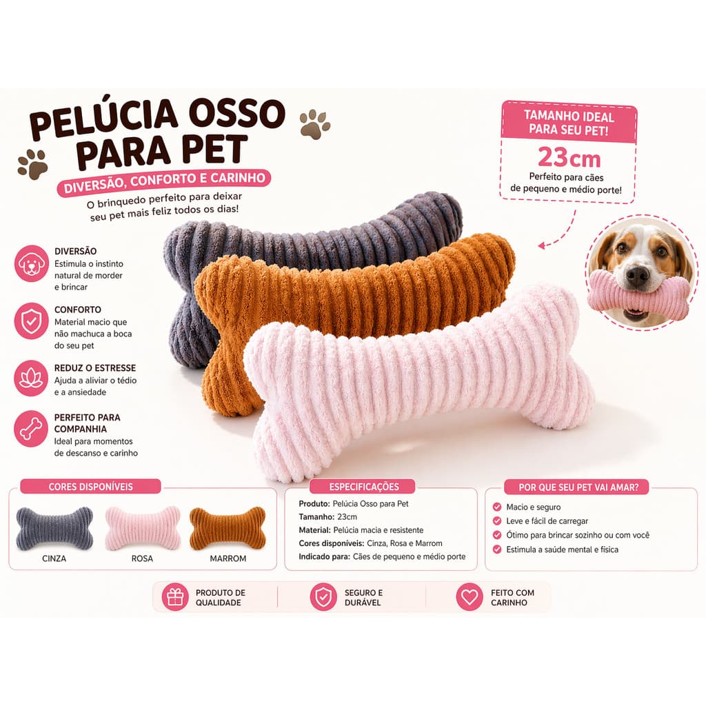 Kit Brinquedos Interativos para Cachorro Osso + Bolinha Pet Resistente