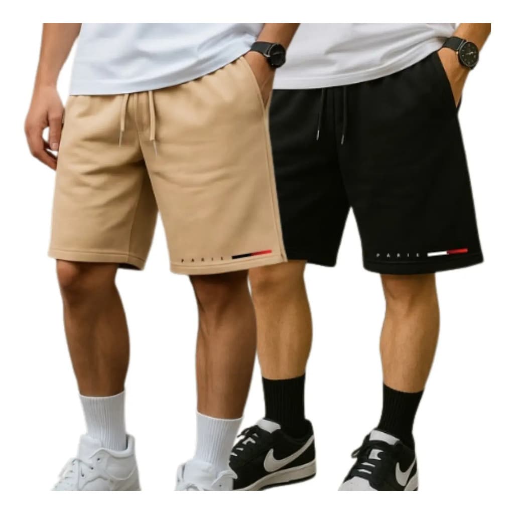 Kit 02 Bermuda Casual Short Moletom Maculina Academia Treino