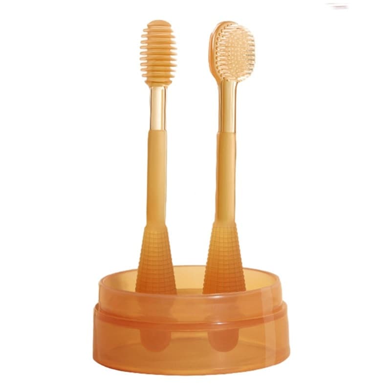 OMG * Conjunto Escovas Dentes Silicone Para Bebês, Primeira Escova, Língua Infantil