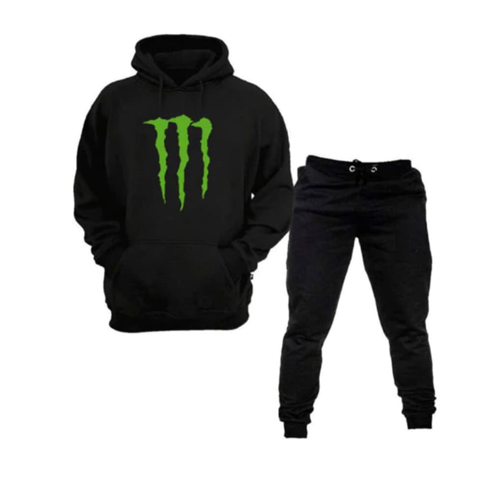 Conjunto Moletom Canguru Masculino Monster Blusa De Frio + Calça Moletom Estampados Unissex Outono/Inverno
