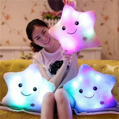 34CM Creative Toy Luminous Pillow Almofada Luminosa De Pelúcia Brilhante Estrelas Coloridas Led Light Toys Gift Para Cri