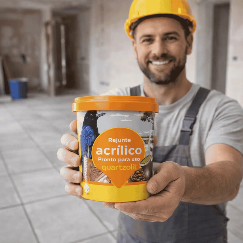 Rejunte Acrílico Pronto Uso 1kg Cinza Outono Quartzolit Impermeável Piso Porcelanato
