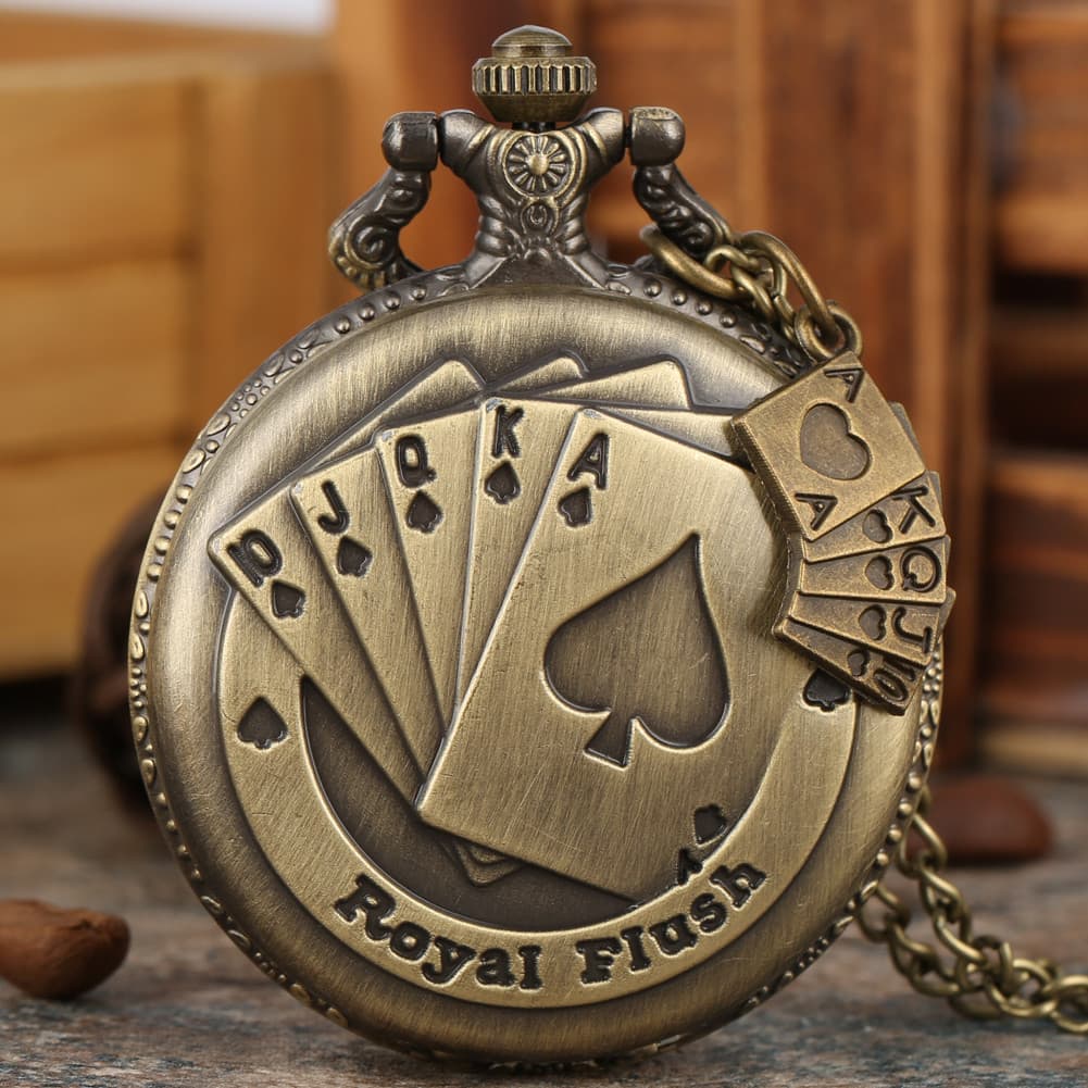 Relógio De Bolso Com Pingente De Quartzo Retrô Em Bronze