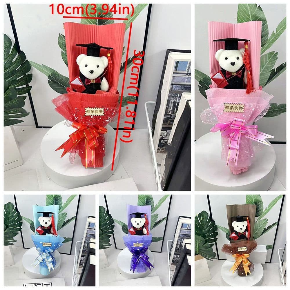 EXPEN1 Buquê De Urso De Formatura , Boneca De Ursinho Artesanal De Animais Brinquedos De Pelúcia Simulados