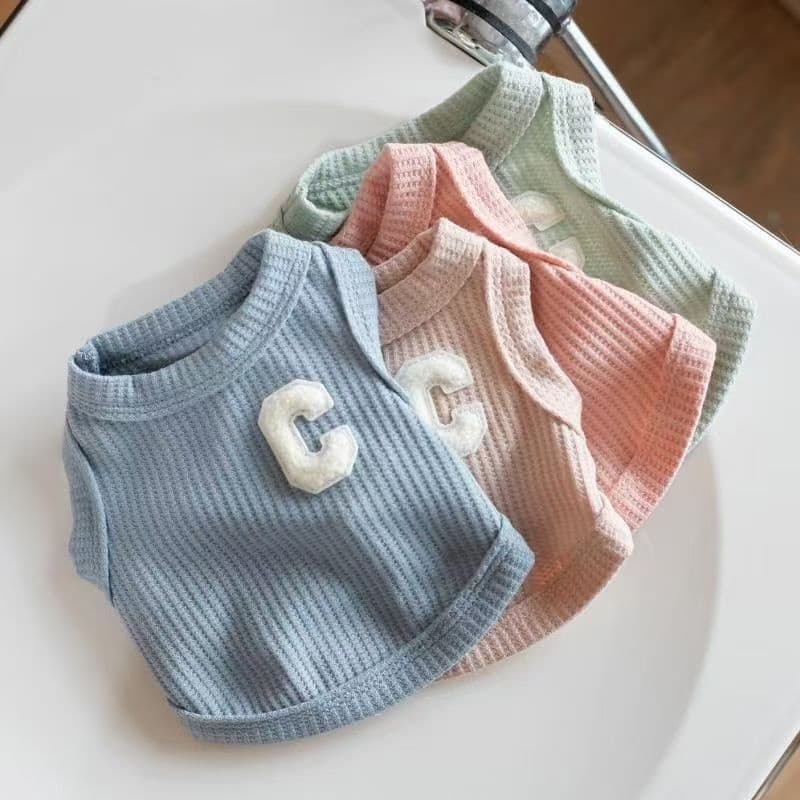 Primavera E Verão Roupas Para Cães Gatos Waffle Colete Curto Bichon Teddy Schnauzer Animais De Estimação Confortável Res